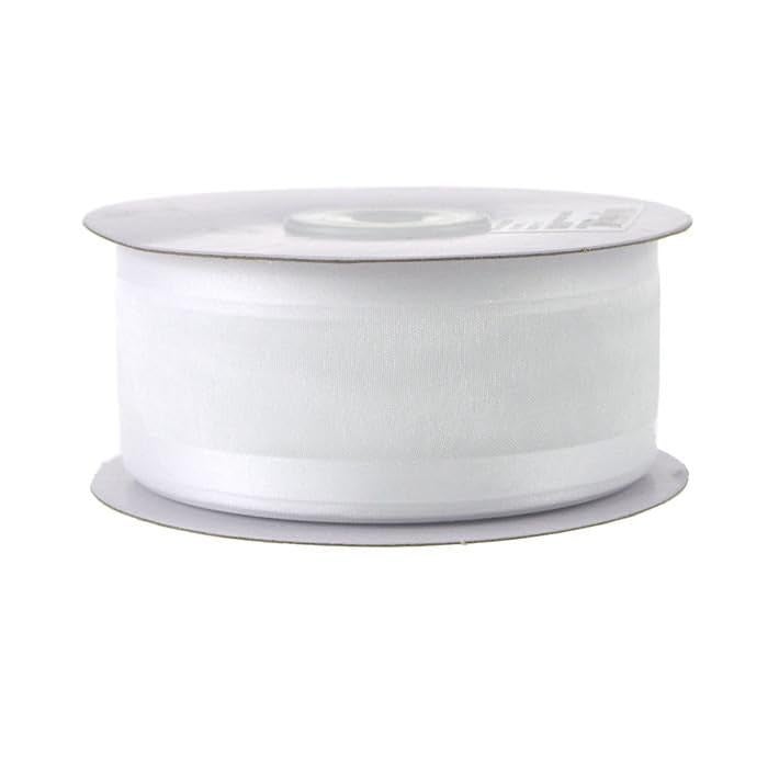 Homeford Satin-Edge Sheer Organza Ribbon, 1-1/2-Inch, 25-Yard (White)